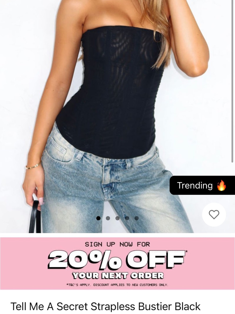 White Fox Boutique Black Strapless Bustier Top